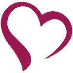 Zarter Herz-Umriss in Bordeauxrot, Symbol für Liebe und Feierlichkeit im Hochzeitskontext.