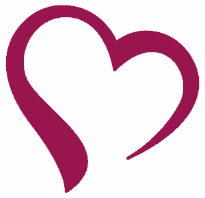 Zarter Herz-Umriss in Bordeauxrot, Symbol für Liebe und Feierlichkeit im Hochzeitskontext.